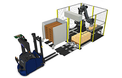 Compact Palletiser with AGV