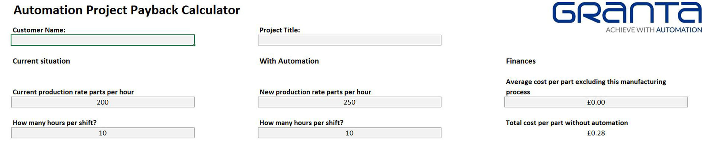 Automation project payback calculator banner