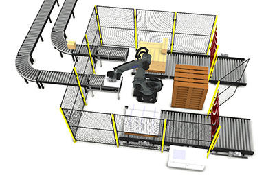 depalletising and cross stacking palletiser